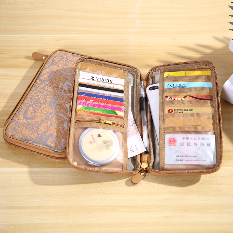 ヴィーガンコルク旅行財布RFIDブロック文書を主催者がバッグ/ファミリーをお持ちの方とその付添者