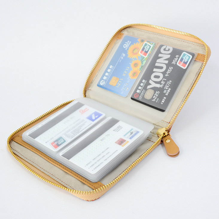 コークカードホルダ財布Zip革RFIDカードケースブ男性女性